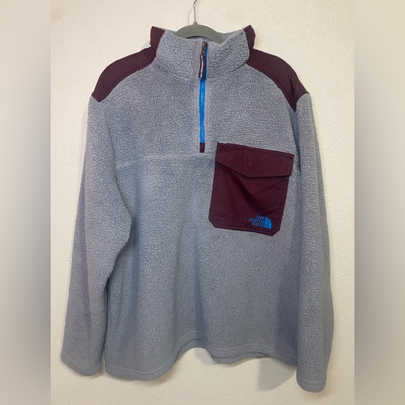 Jordan Other - The North Face XL Campshire Gray Burgundy Sherpa Fleece Vintage Pullover